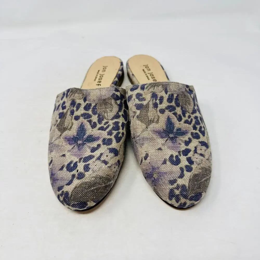 Jon Josef Floral Printed Slip‑On Mule Canvas Summer Flat Round Toe Size 9.5M‎